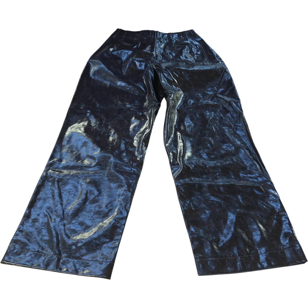 High Gloss Trousers UK8 Women's Black Flared Style Vinyl Effect