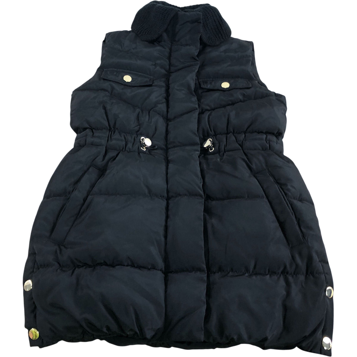 River Island Girls Black Padded Vest 7-8 Years Zip Closure With Pockets