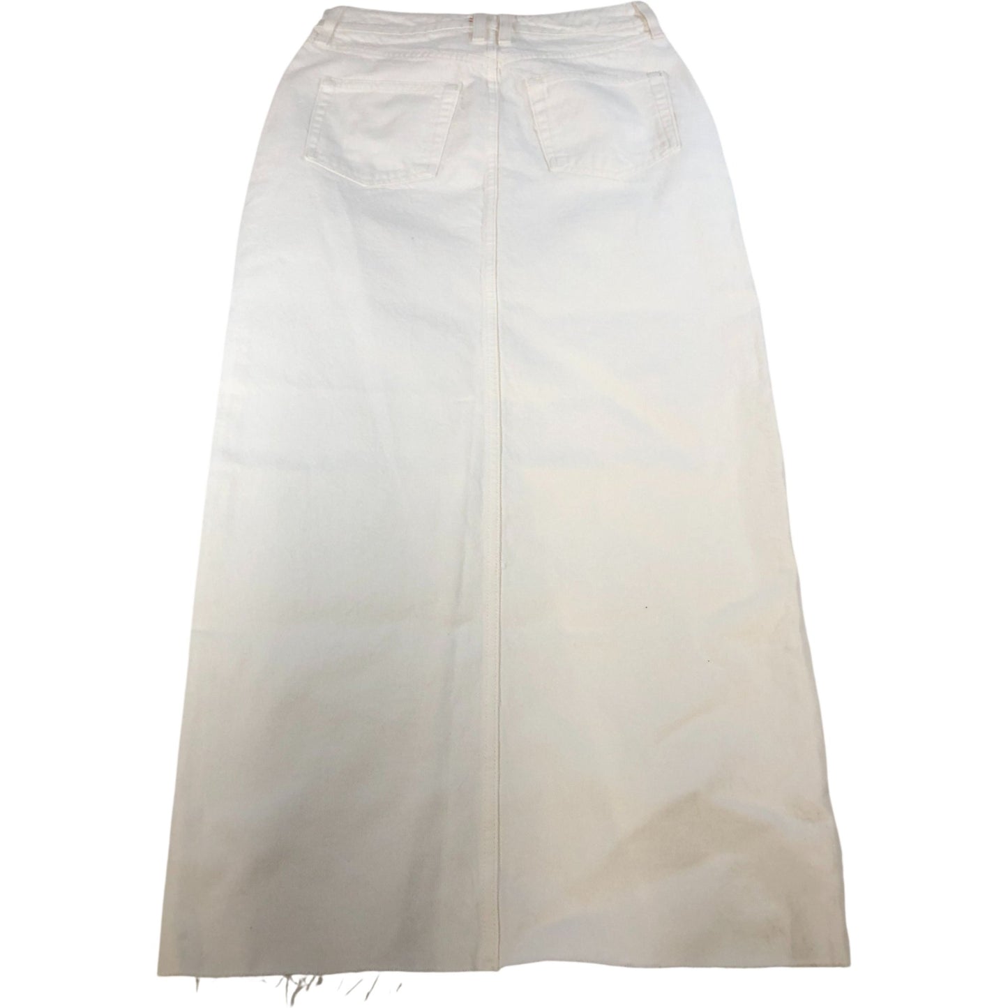 River Island Studios Maxi Skirt UK6 Women's White Frayed Hem Cotton Long