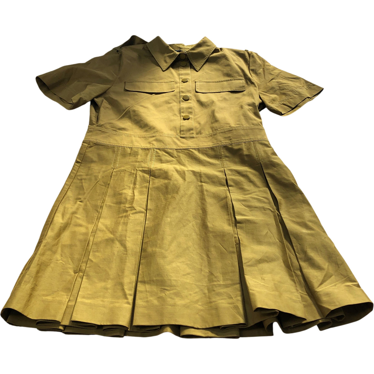 River Island Short Sleeve Shirt Dress UK Size 12 Women's Button Front Yellow