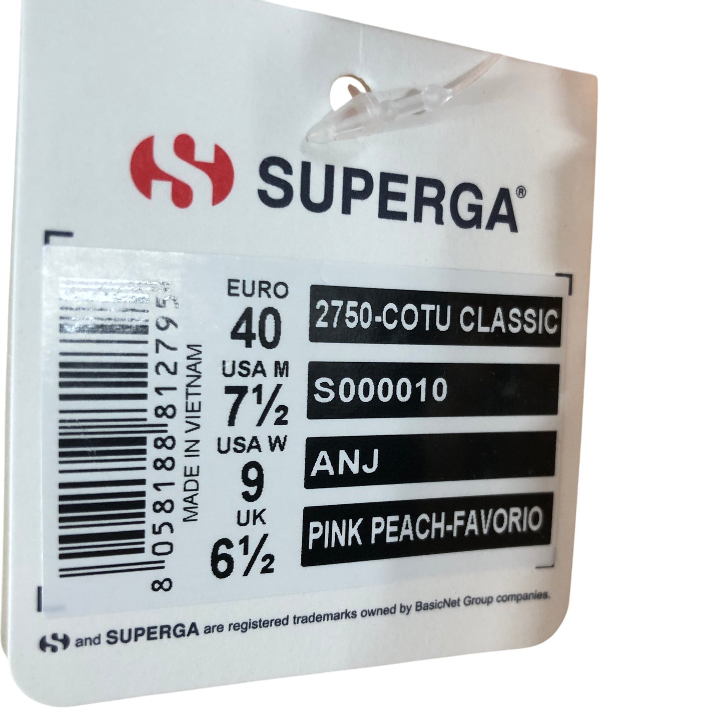 SUPERGA 2750-COTU Classic Trainers UK6.5 Women's Pink Peach Canvas Shoes