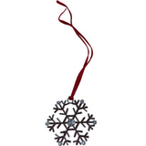 Shiny Snowflake Christmas Ornament Red Ribbon Holiday Decoration