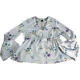 River Island Floral Blouse UK8 Women's Lightweight Bell Sleeve V Neck Top