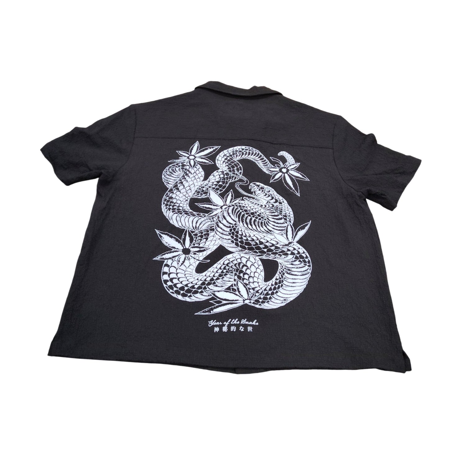 River Island Year Of The Snake Shirt UK XL Men's Short Sleeve Black Casual