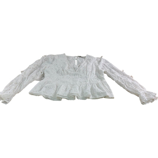 River Island White Broderie Long Sleeve Blouse - Size 18