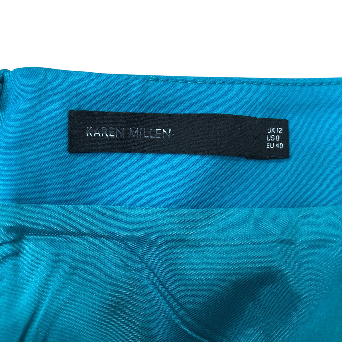 Karen Millen Teal Pencil Skirt Cotton Blend Knee Length Size 12