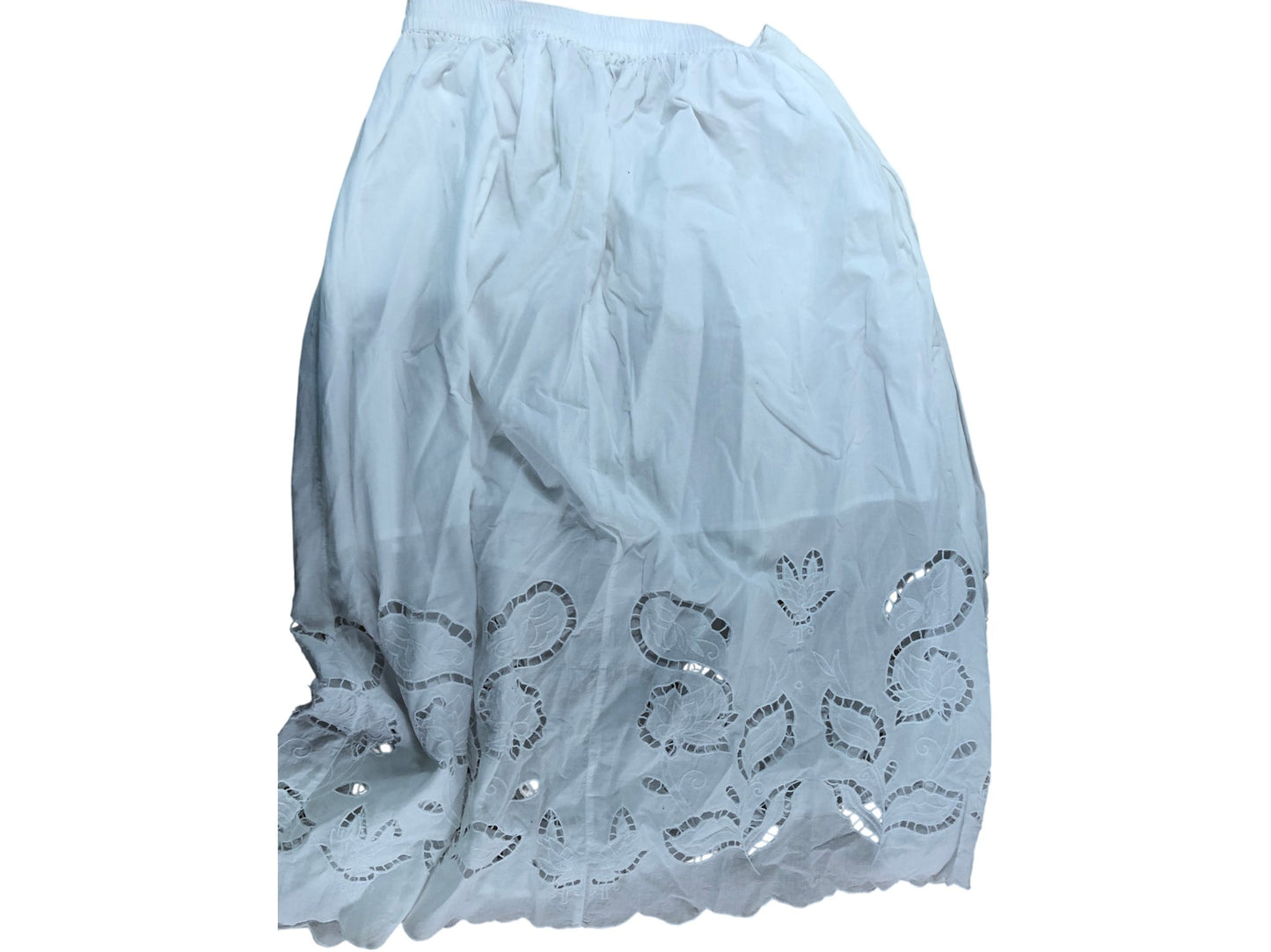 River Island 60s Riv Sol White Skirt UK18 Women's Embroidered Cotton Relaxed