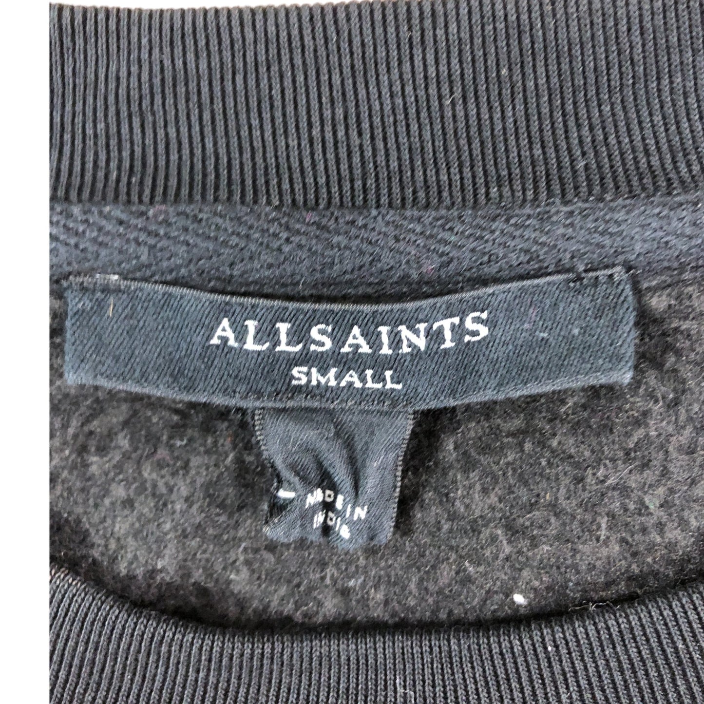 AllSaints Small Women's Black Cropped Sweatshirt Sequin Detail Butterfly Snake