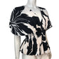 River Island Size 8 Women's Blouse Black Floral Puff Sleeve Top