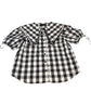 River Island Check Print Blouse UK12 Women's Black White Puff Sleeve Top