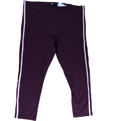 Yours Clothing Women's Purple Leggings With Side Stripes Cotton Blend