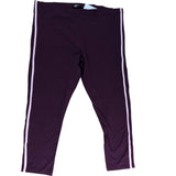 Yours Clothing Women's Purple Leggings With Side Stripes Cotton Blend