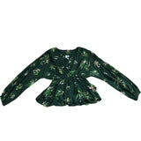 River Island Women's Green Floral Wrap Blouse Size UK6 Viscose Peplum Top