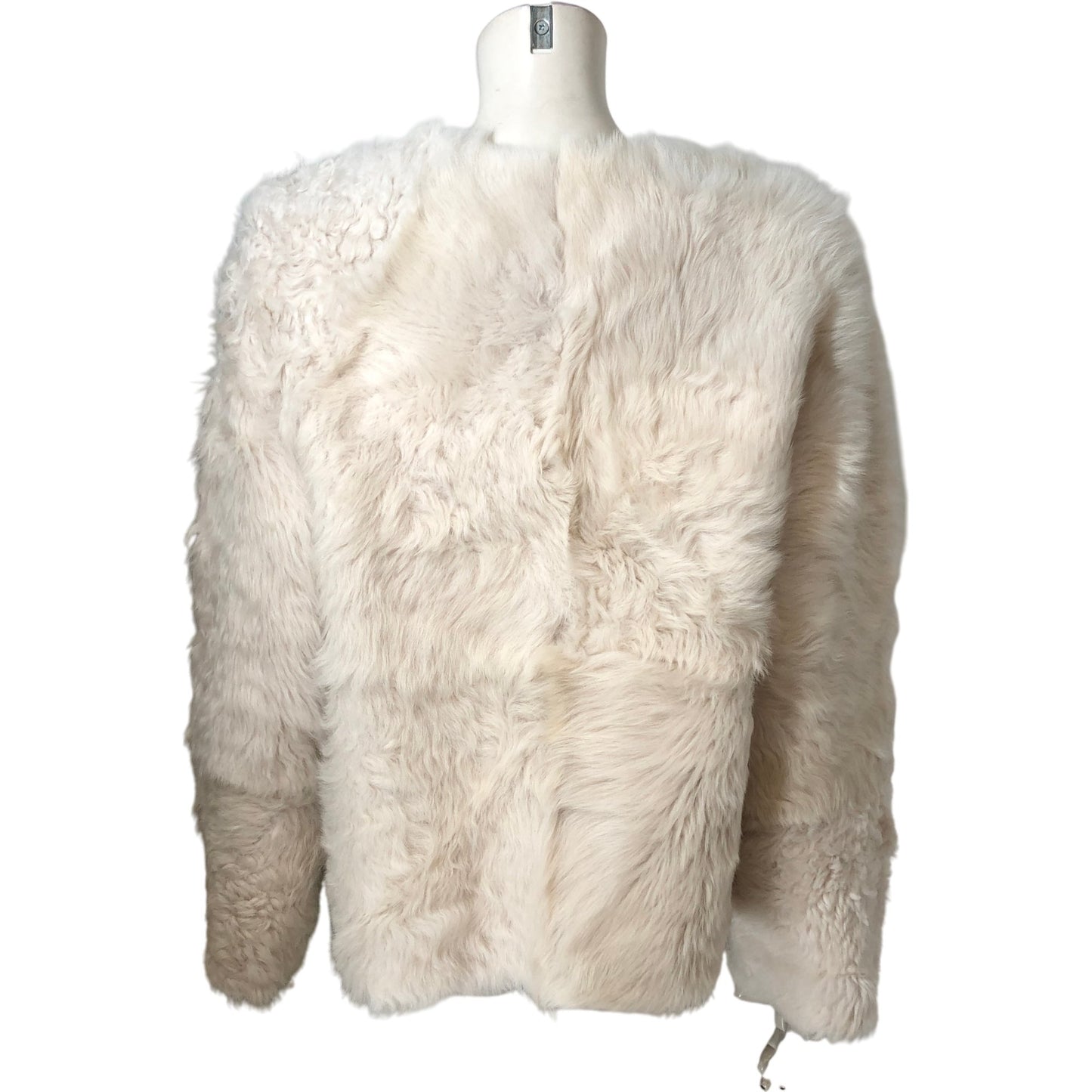 Curly Sheepskin Short Coat M/L Women's Ivory Thick Warm Furry Outerwear