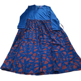 Blue Long Sleeve Dress UK Size 10 Women's Floral Print Cotton