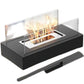 AevQuas Modern Adjustable Bioethanol Fireplace With Glass Surround And Fuel Tool
