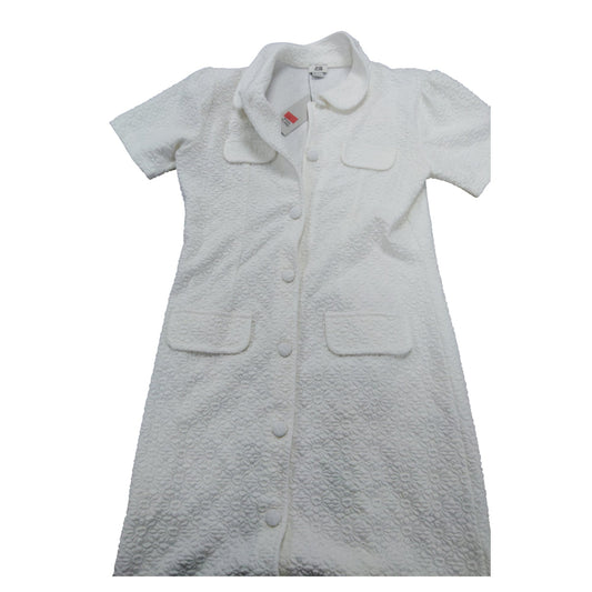 River Island Kids Short Sleeve Textured White Dress Age 9-10 Chic Style