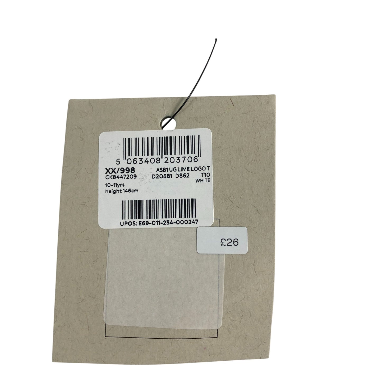 AllSaints White T-Shirt 10-11 Years Boys Lime Logo Cotton Short Sleeve Top