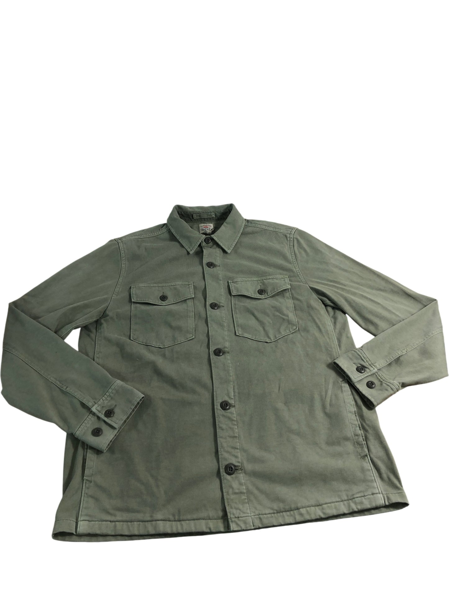 FAHERTY Jersey Shirt Jacket Size L Men's Olive Green Casual Cotton