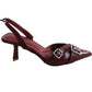 Slingback Heels UK3 Women's Red Buckle Detail Pointed Toe