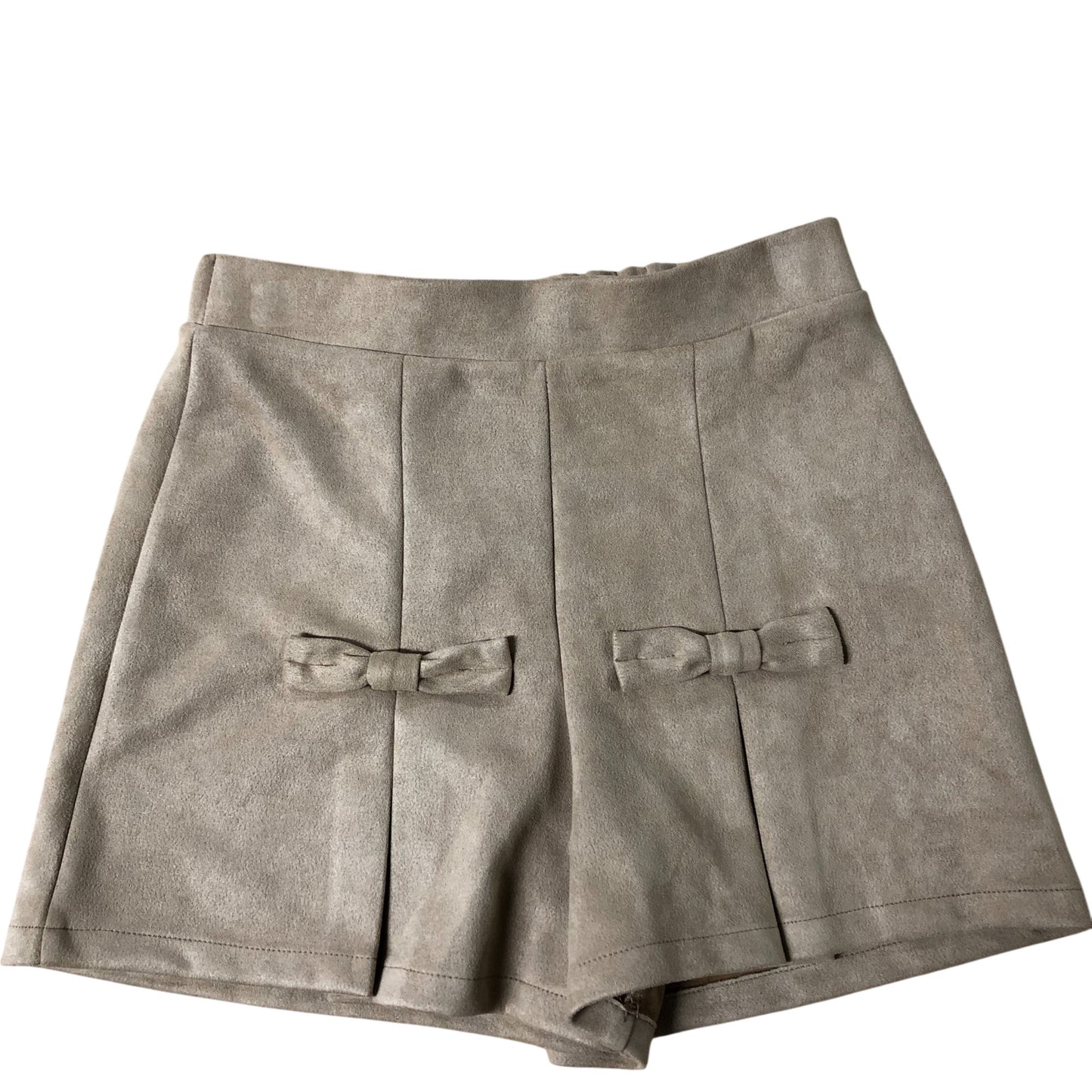 River Island Fashion Shorts Pleated Bow Details Casual Beige 11 Years