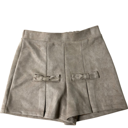 River Island Fashion Shorts Pleated Bow Details Casual Beige 11 Years