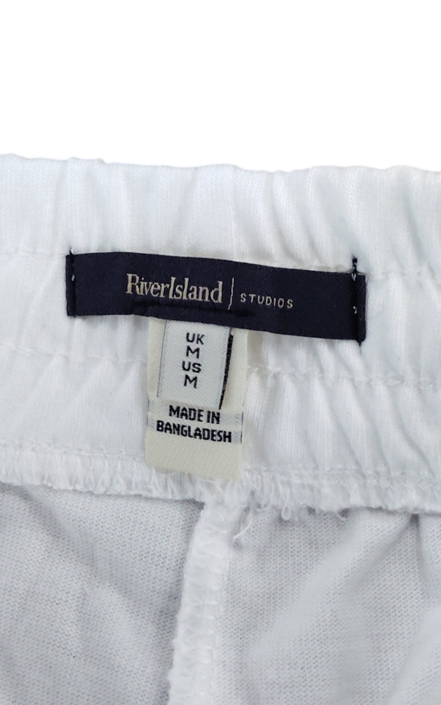 River Island Shorts UK M Men's White Drawstring Swimwear Casual Style