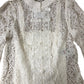 Branded White Lace Blouse Women's Long Sleeve High Neck Button Front Size 8