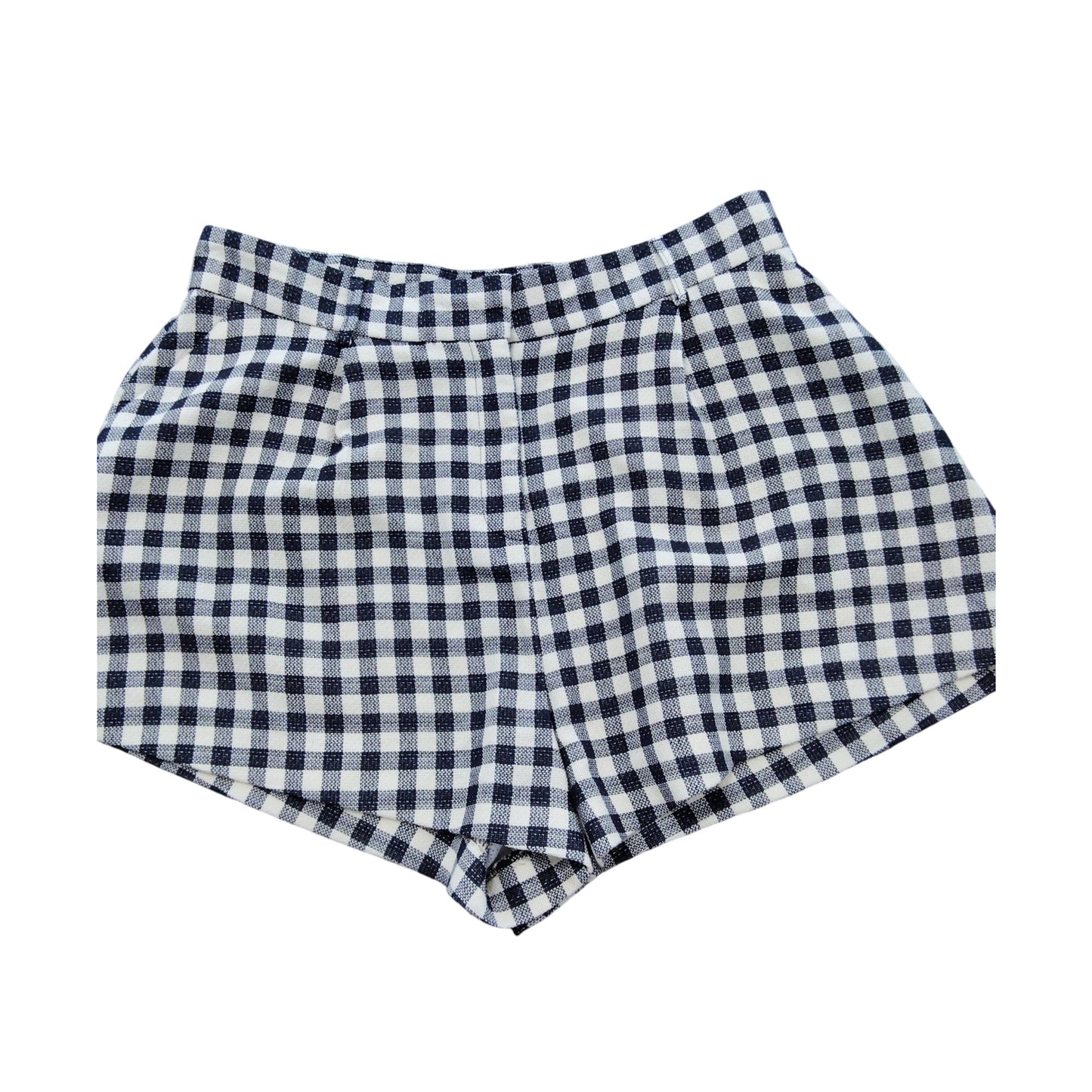 River Island Gingham Check Shorts UK18 Women's Navy White Casual 44 Cotton