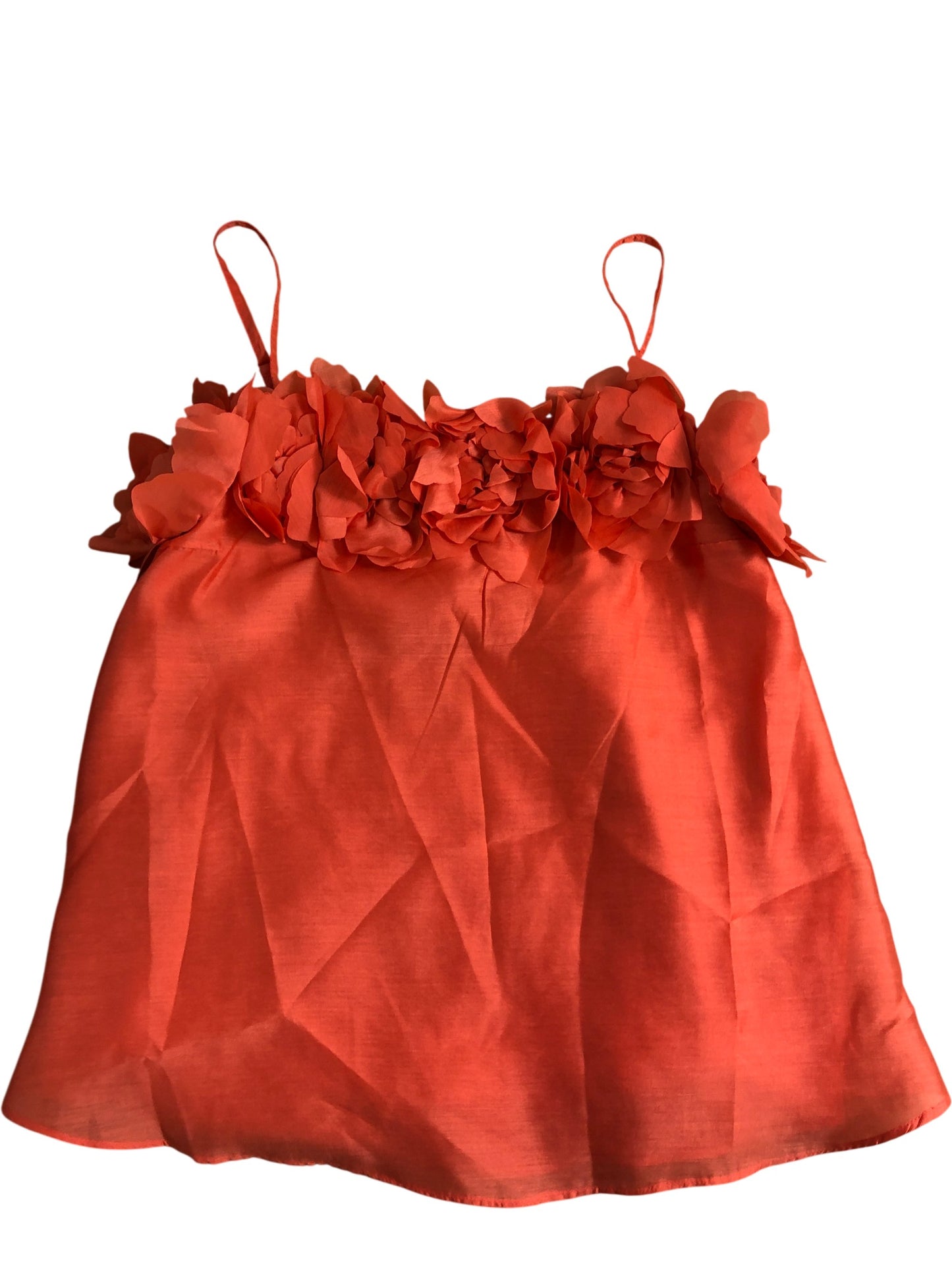 River Island UK12 Women's Floral Strap Camisole Top Bright Orange Summer