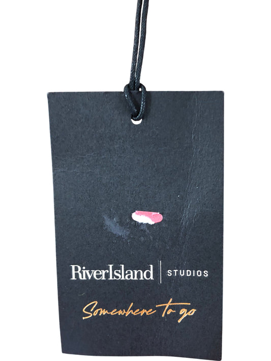 River Island Studios Strapless Top UK M Women's Orange/Red Flared Peplum Style