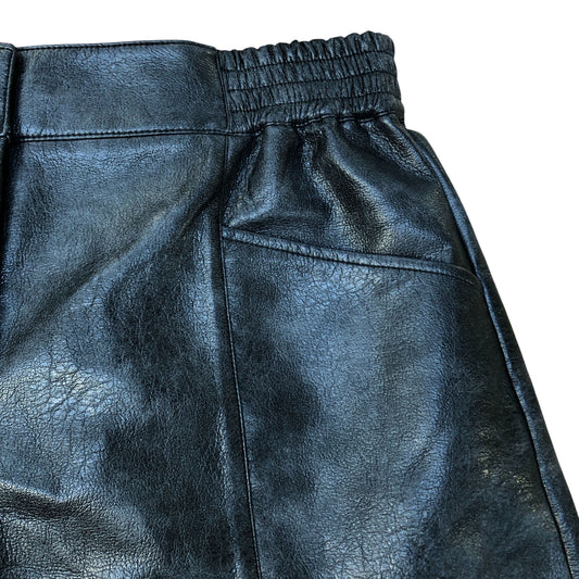 River Island Faux Leather Shorts UK12 Women Black Casual Style