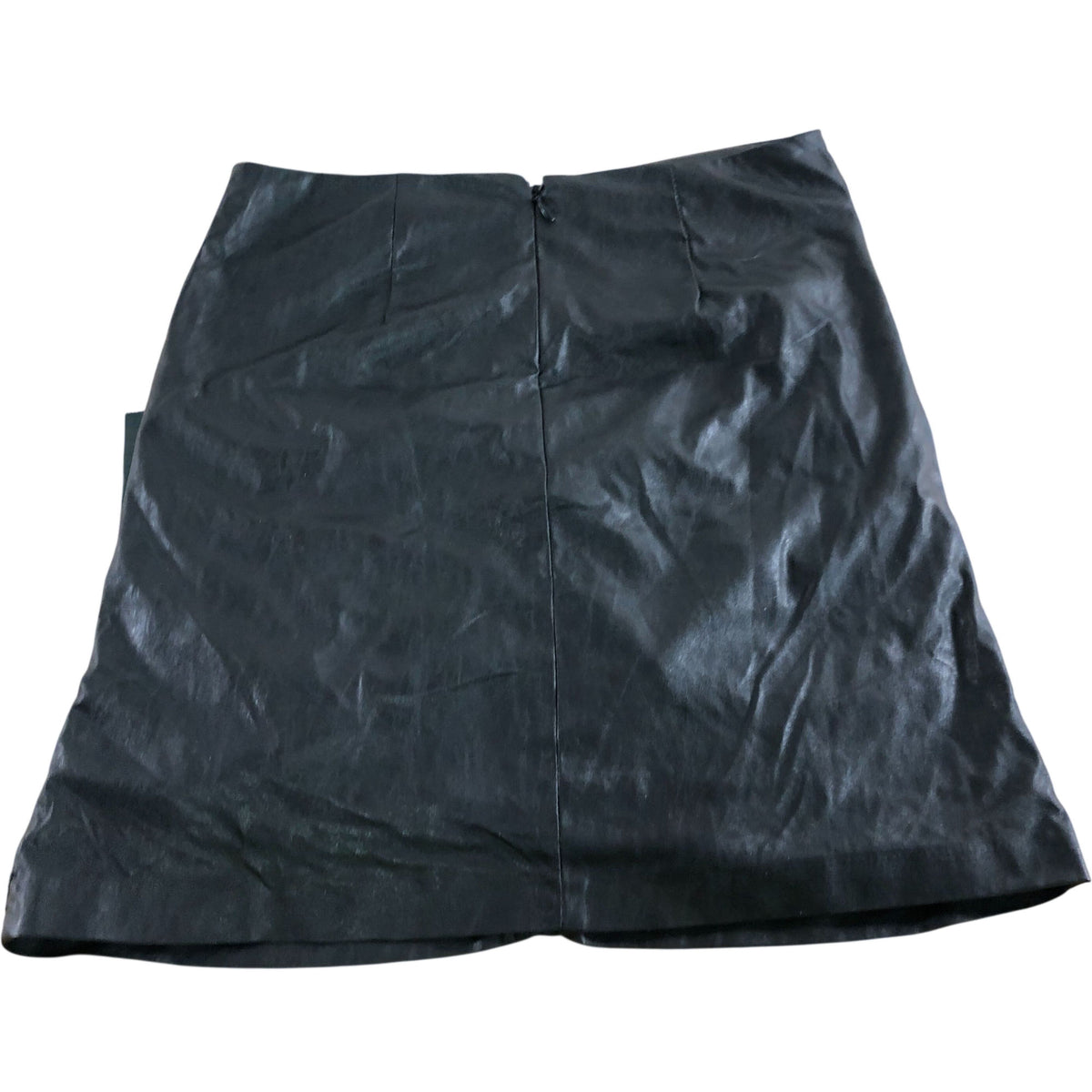 River Island Black Faux Leather Mini Skirt UK8 Women's Ruched