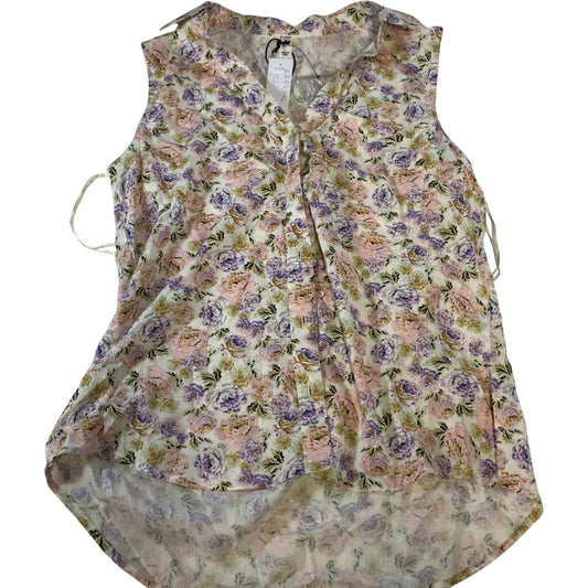 River Island Floral Blouse UK10 Women's Short Sleeve Viscose Pink Lilac