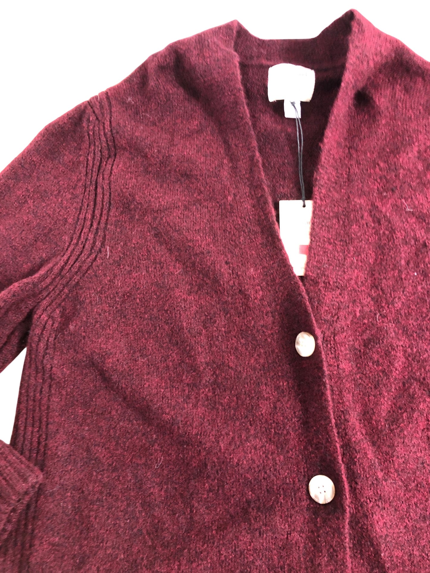 River Island Women's Cardigan UK M Burgundy Knitted Sweater Button Detail