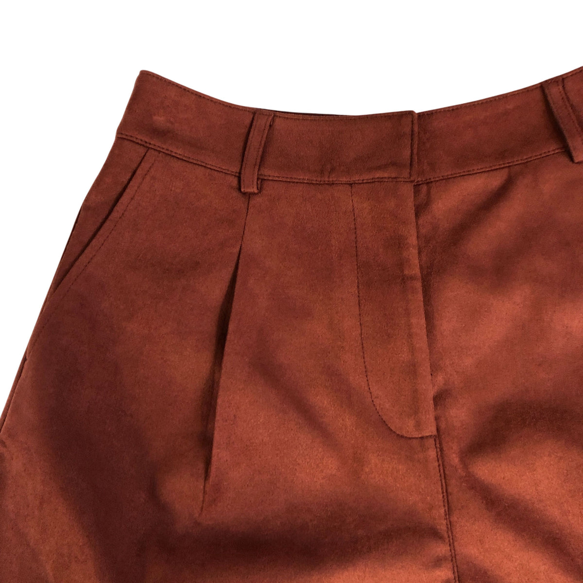 River Island Women's High Waisted Shorts UK12 Rust Suede
