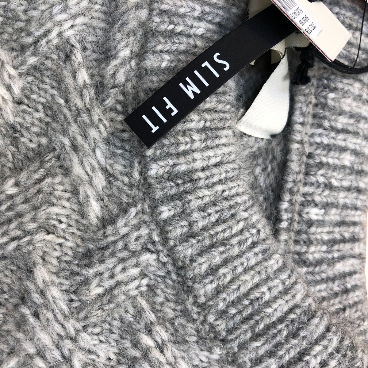 River Island Slim Fit Wool Blend Jumper Grey Textured Knit Sweater Size L