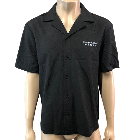 RIVER ISLAND Year Of The Snake Short Sleeve Shirt M Men's Black Embroidered