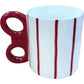 Festive Red & White Mug With Ribbon Handle