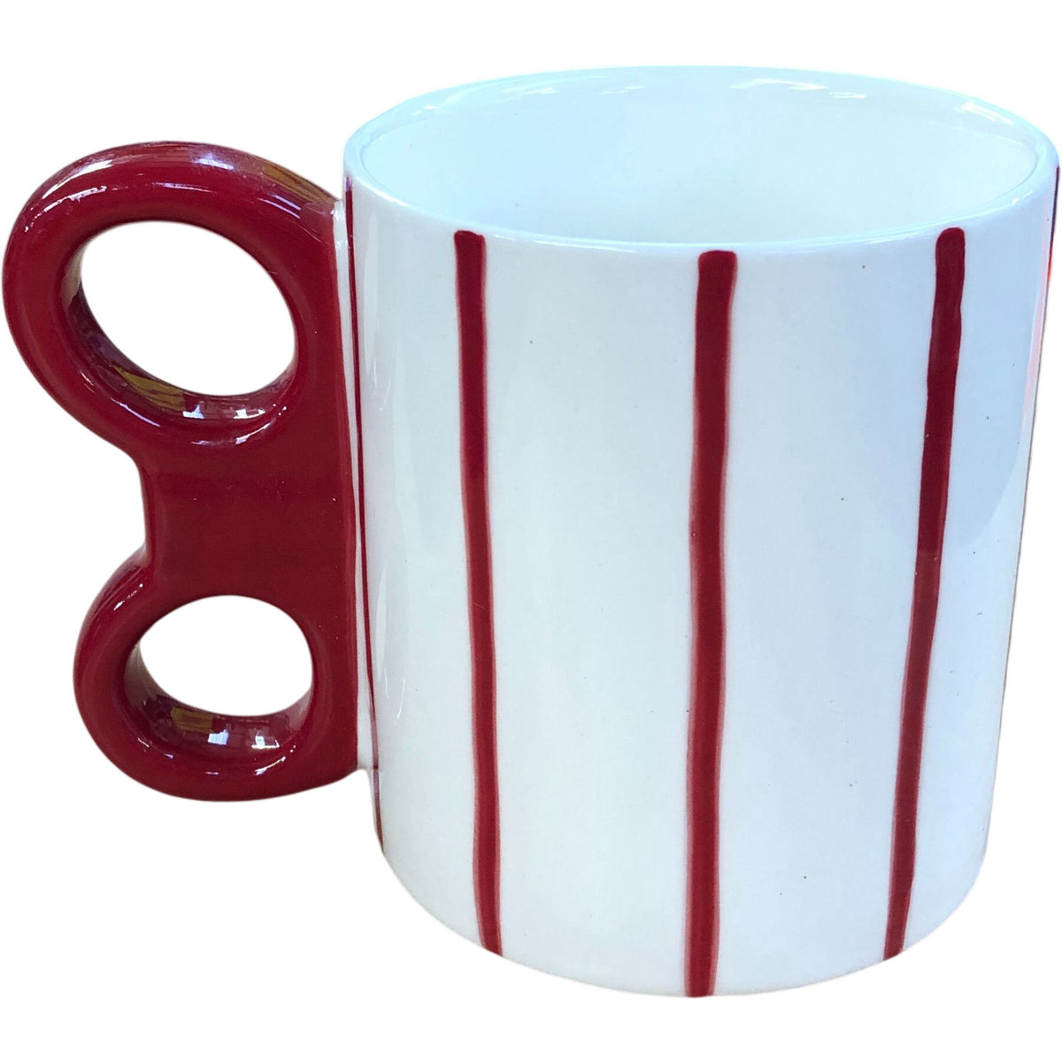 Festive Red & White Mug With Ribbon Handle