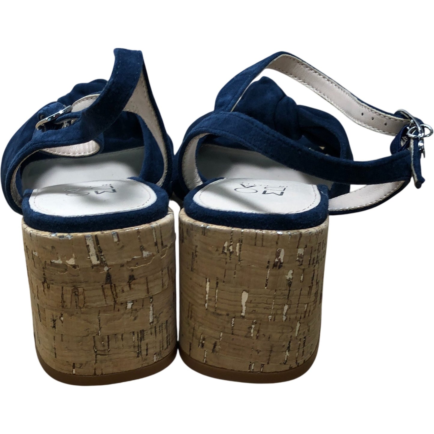 Moda In Pelle Mokara Navy Suede Heeled Sandals UK6 Women's Knot Front Block Heel
