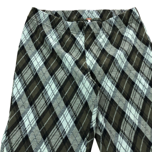 Checked Trousers Women's Flared Fit Khaki