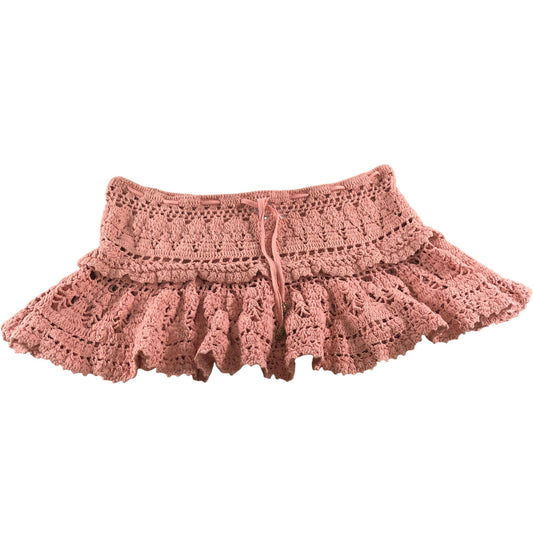 River Island Crochet Skirt UK S Women's Pink Ruffle