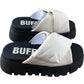 Buffalo Ava Velcross UK4 Women's Vegan Nylon Offwhite Slide Sandals