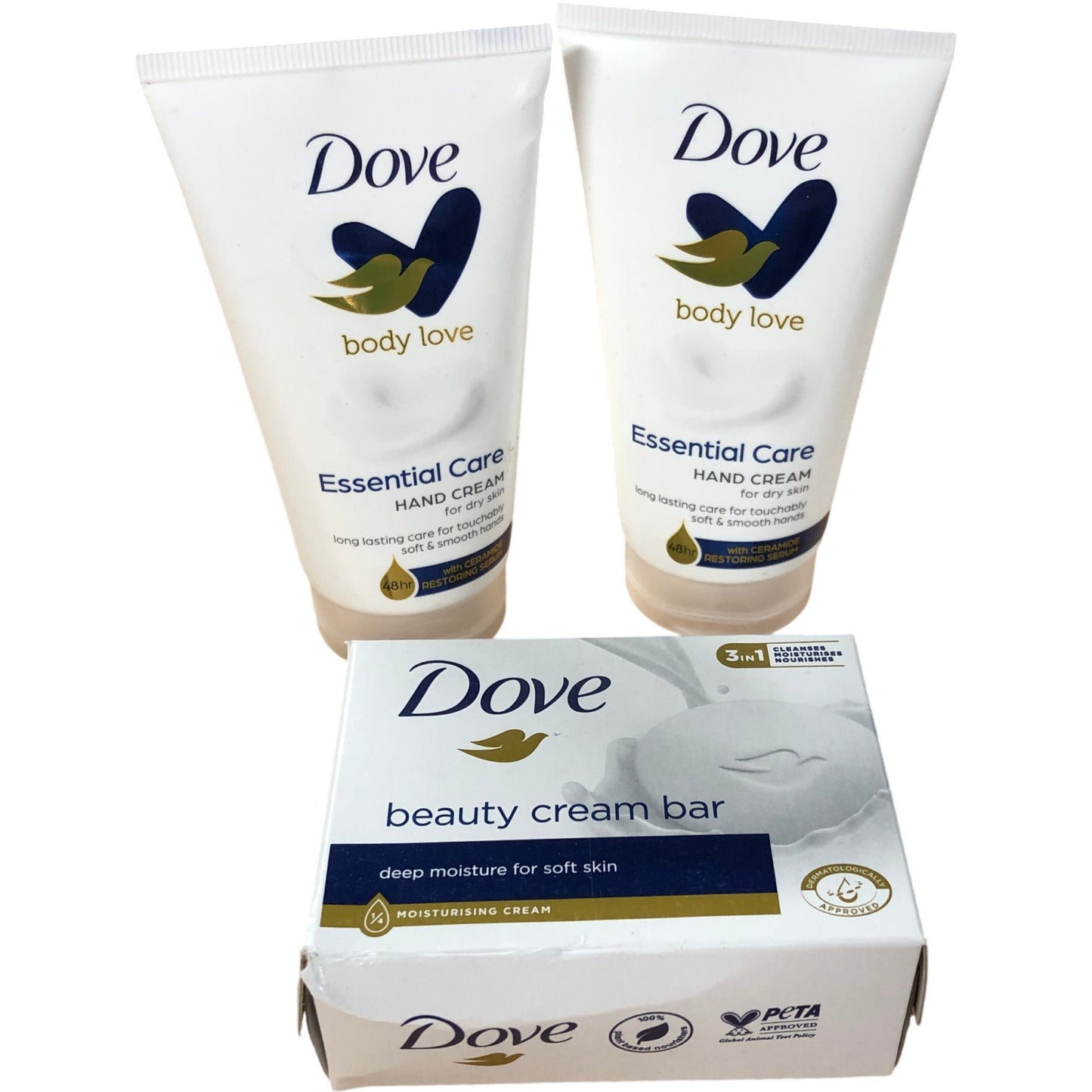 Dove Essential Care Hand Cream Duo And Beauty Cream Bar Moisturising Set