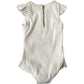 River Island Girls One-Piece Swimsuit Size 12-18 Months Cream Striped Ruffles