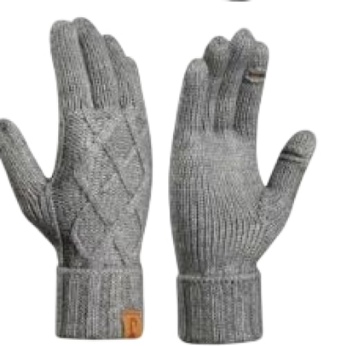 GADIEMKENSD Winter Gloves 2 Packs New Light Gray Knit Warm Essentials Women