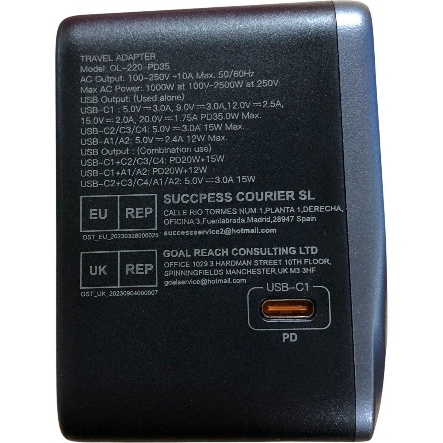 Saunorch Travel Adapter OL-220-PD35 Universal AC Socket USB Ports Worldwide