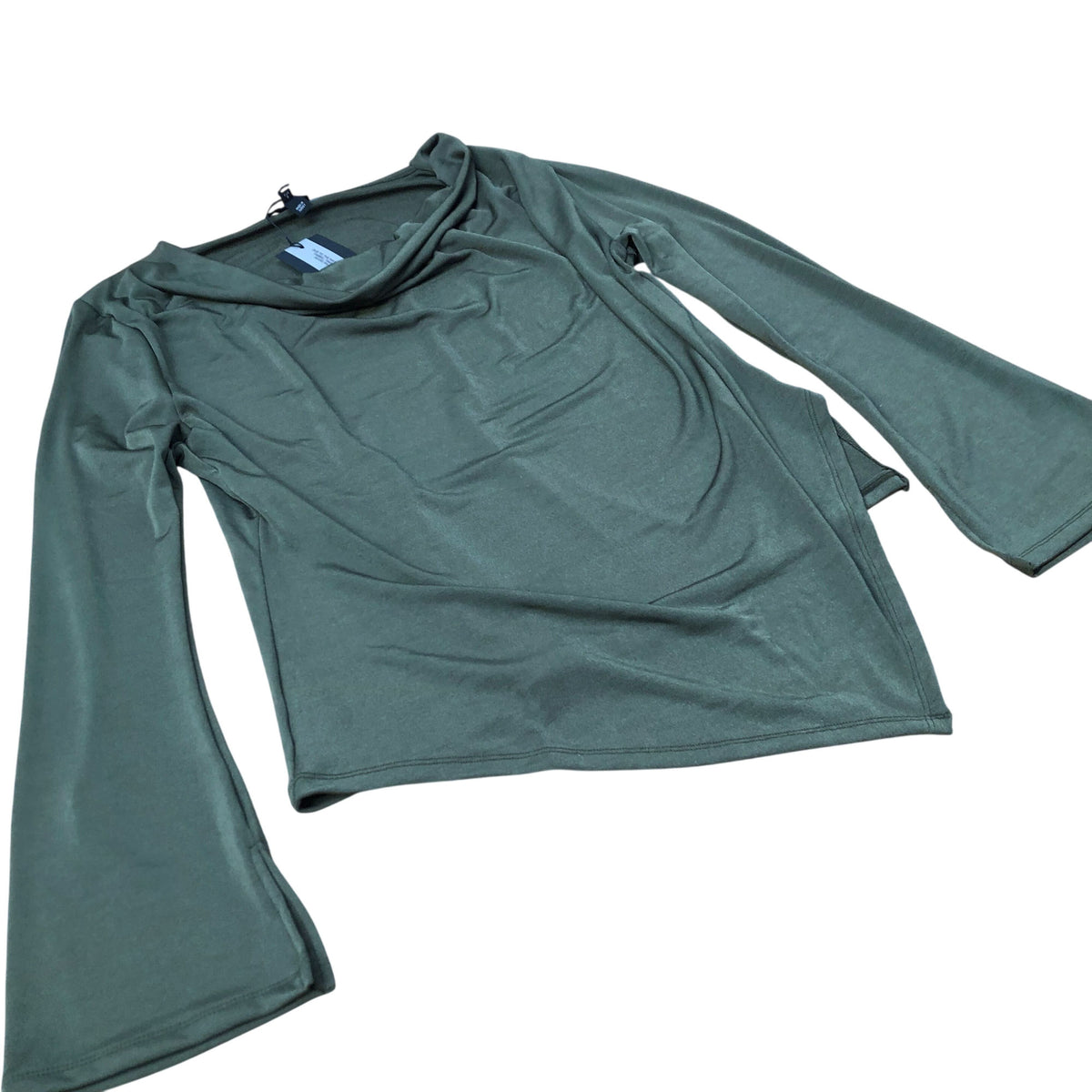 River Island  Long Sleeve Drape Top Women's Flowy Olive Green