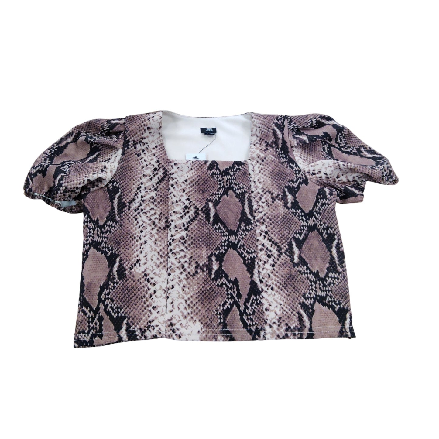 River Island Python Print Crop Top Kids Age 11-12 Years Puff Sleeve Pink Brown